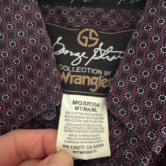 Western Rodeo Print Button Down Shirt George Strait Wrangler Cowboy Ranchwear M - Picture 6 of 11